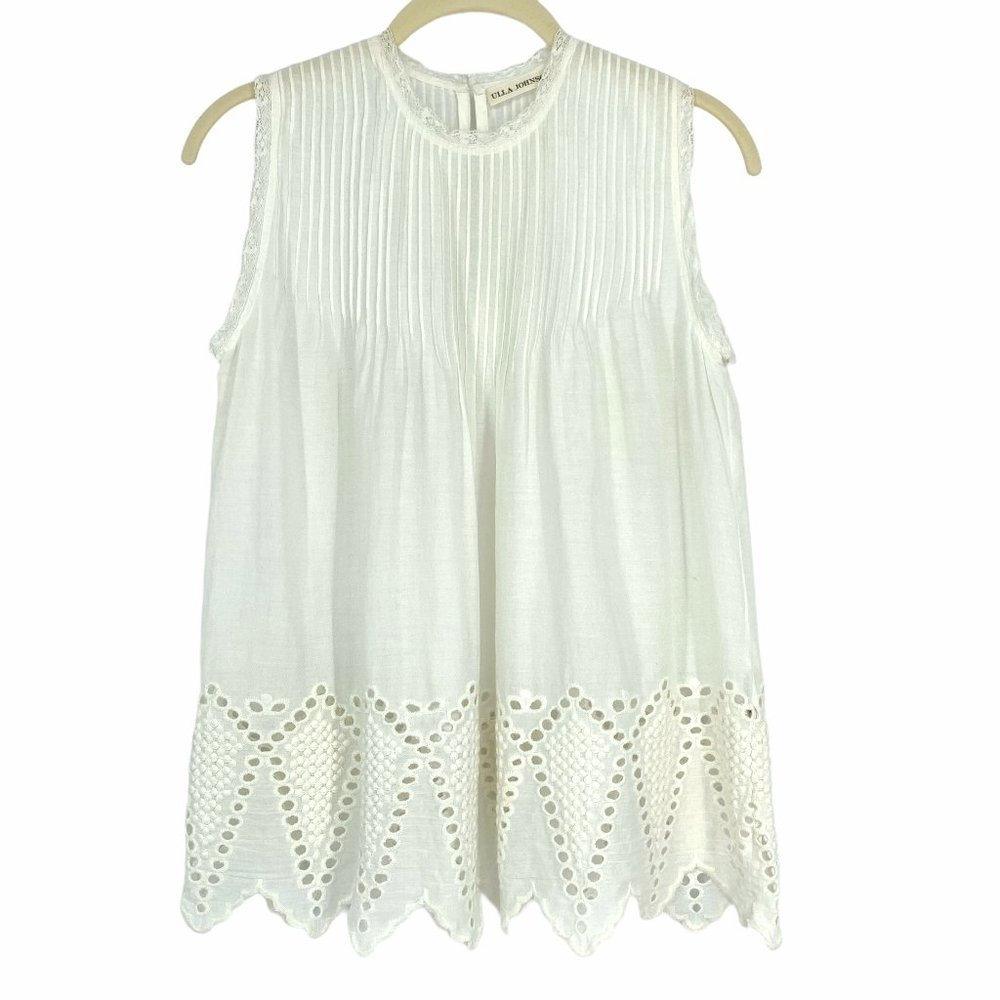 Ulla Johnson Eyelet Crochet Sleeveless Tank Top